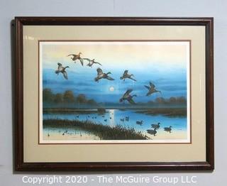 Framed Signed and Numbered Print "Harvest Moon".  Measures approximately 34" X 25".