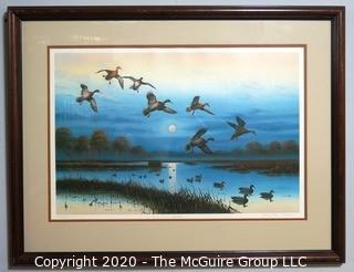 Framed Signed and Numbered Print "Harvest Moon".  Measures approximately 34" X 25".