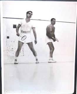 Large Format Black & White Photo by A Rickerby of Elliot Richardson(?) Playing Squash with Robert McNamara