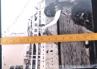 Large Format Black & White Photograph - Waving from the Dock, Santa Maria