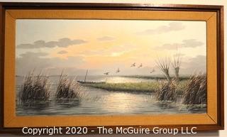 Large Framed Original Oil on Canvas Painting of Sea Scape by Cornelus Wijsman. Measures approximately 31" X 54".