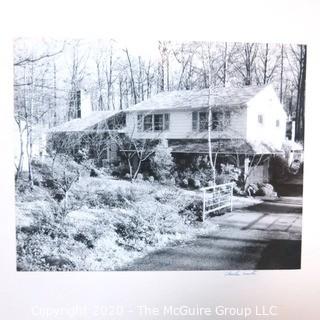 Large Format Black & White Photo of House Mounted to Board Signed by Photographer, Charles Smith.