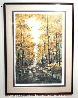 Framed Signed and Numbered Color Print Entitled "Lonely Road" by Michael Schofield, 284/350.  Measures approximately 35" X 47".