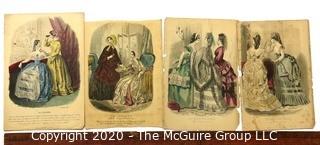 Group of Antique Hand Colored Fashion Prints Lithographs