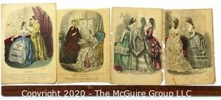 Group of Antique Hand Colored Fashion Prints Lithographs