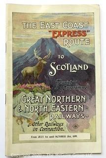 1899 Edition The East Coast Express Route To Scotland - Great Northern & North Eastern Railways Schedule