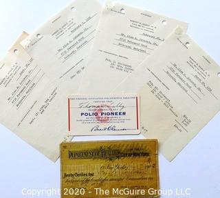 1903 Vaccine Record, Polio Pioneer Club & Shot Receipt Along with Letters of Thanks from the Home for Crippled Children