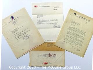 Letters from three Defunct Airlines on Letter Head.  Includes TWA, Eastern Airlines & Pan Am