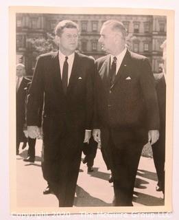 Black & White Photo of President John F Kennedy and Vice President Lyndon Baines Johnson.