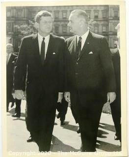 Black & White Photo of President John F Kennedy and Vice President Lyndon Baines Johnson.