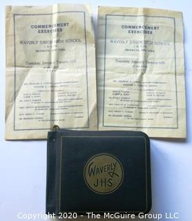 1938 Waverly Junior High School Brooklyn, NY Graduation Program and Autograph Book