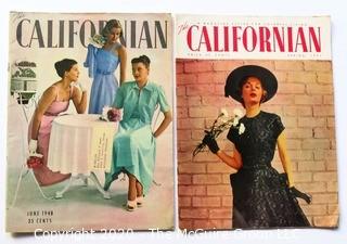 Two 1948 & 1951 The Californian Magazines - Fashion, Art & Leisure.