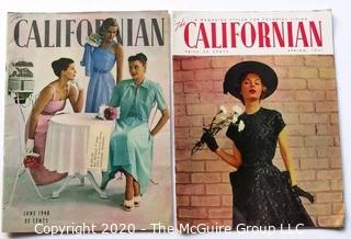 Two 1948 & 1951 The Californian Magazines - Fashion, Art & Leisure.