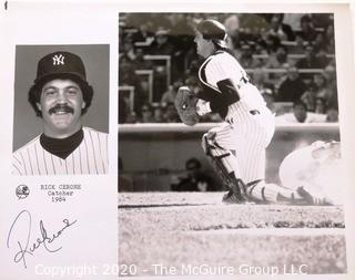 Autographed Black & White Photo of Rick Cerone, Catcher NY Yankees Baseball