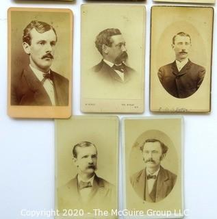 Eleven Antique Cabinet Cards of Men with Mustaches.  Includes Two Cards of the Same Gentleman, Uncle Fred Cheney. 