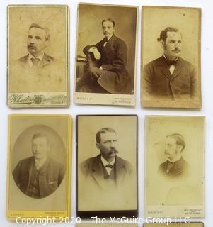 Eleven Antique Cabinet Cards of Men with Mustaches.  Includes Two Cards of the Same Gentleman, Uncle Fred Cheney. 