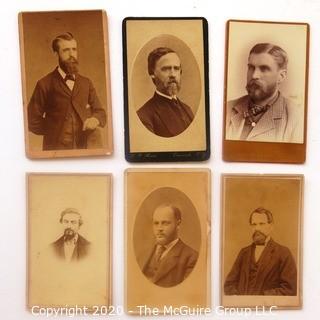 Six Antique Cabinet Cards of Men with Beards