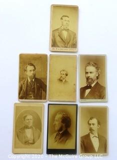 Seven Antique Cabinet Cards of Men with Daring Facial Hair