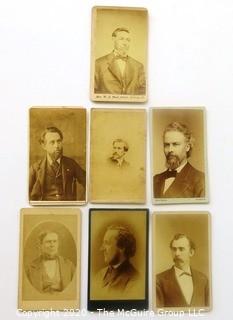 Seven Antique Cabinet Cards of Men with Daring Facial Hair