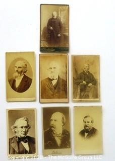 Seven Antique Cabinet Card Photos of Wise Old Men.  Includes one with tax stamp.