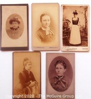 Five Antique Cabinet Card Photos of Young Women. 