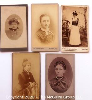 Five Antique Cabinet Card Photos of Young Women. 