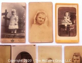 Seven Antique Cabinet Card Photos if Cherubic Children.