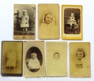 Seven Antique Cabinet Card Photos if Cherubic Children.