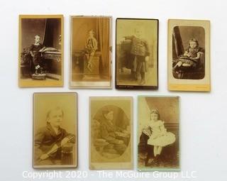 Seven Antique Cabinet Card Photos of Young Children.