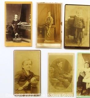 Seven Antique Cabinet Card Photos of Young Children.