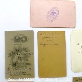 Seven Antique Cabinet Cards of Families with Children and a Classroom.