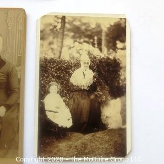 Seven Antique Cabinet Cards of Families with Children and a Classroom.