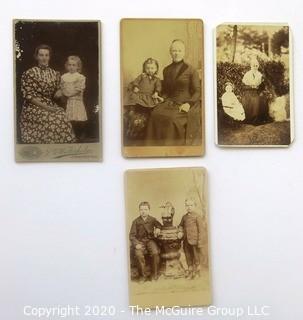 Seven Antique Cabinet Cards of Families with Children and a Classroom.