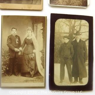 Seven Antique Cabinet Cards of Families with Children and a Classroom.