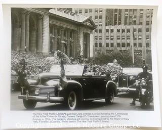 Black & White Large Format Photo of General Eisenhower in Parade in New York City, 1945.