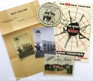 Group of Restaurant Promotional Items and Photo Graphs including the Brown Derby, Los Angeles California. 