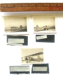 Three Black & White Photos of 1939 - 1944 USAF Fighter Planes and BiPlane with Pilots.