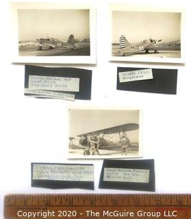 Three Black & White Photos of 1939 - 1944 USAF Fighter Planes and BiPlane with Pilots.