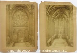 Two Victorian Photos of Saint Chapelle Paris France. 