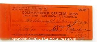 Post WWII French Gas Ration Book and Camp Kidd, San Diego CA,  Commission Officer Mess Coupon Book