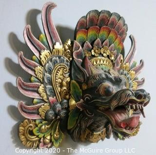 Asian Style Carved Wooden Dragon Mask