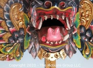 Asian Style Carved Wooden Dragon Mask