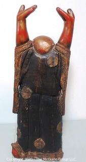 Carved Wooden Standing Happy Buddha 