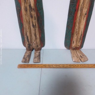 Pair of Two Asian Style Carved Matching Goddess Wall Plaques