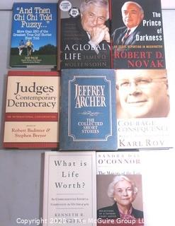 Group of Political Themed Books, Many Signed by the Author. Includes Karl Rove, James Wolfensohn, Robert Novak & Kenneth Feinberg, 