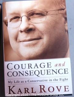 Group of Political Themed Books, Many Signed by the Author. Includes Karl Rove, James Wolfensohn, Robert Novak & Kenneth Feinberg, 