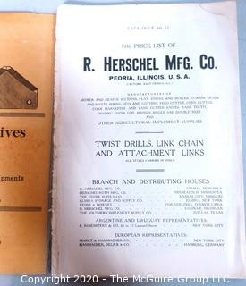 Collection of Antique Tools including a TEMCO 10" Monkey Wrench and Oval Handled Flathead Screwdriver, and 1916 Copy of R Herschel Mfg.Co Tool Catalog (Note: Description Altered 7/29/20 at 18:32 ET)