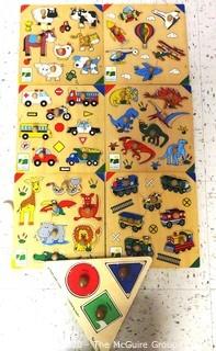 Group of 7 Children's Pre-School Wooden Tray Puzzles - Room 13 Toy Closet {marked lot 181}