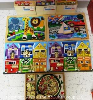 Group Melisa & Doug Children's Pre-School Wooden Tray Jigsaw & Dexterity Puzzles - Room 13 Toy Closet {marked lot 182}