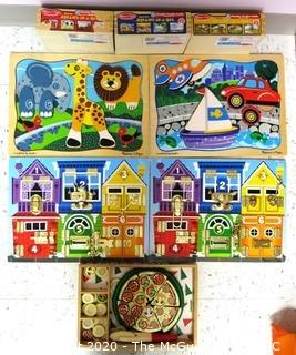 Group Melisa & Doug Children's Pre-School Wooden Tray Jigsaw & Dexterity Puzzles - Room 13 Toy Closet {marked lot 182}